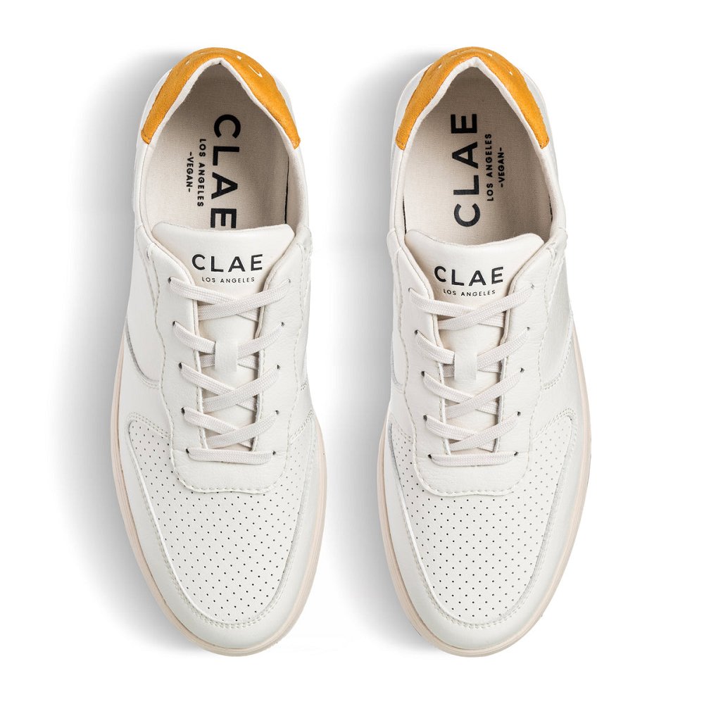 CLAE MALONE VEGAN Shoes Mens USA413-D69 In Off White Mineral Yellow